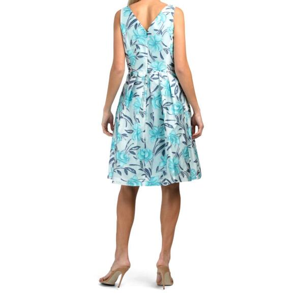 New TAHARI ASL Women's Floral Print V-neck Fit & Flare Party Mini Dress - Picture 3 of 8